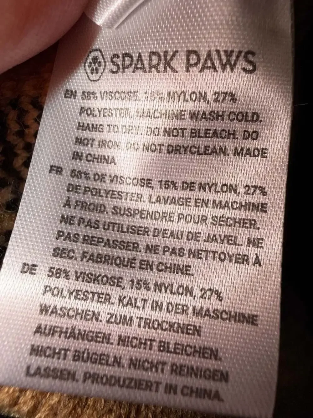 Spark Paws Broken Teddy Bear Knit Dog Sweater Size 2XL Black